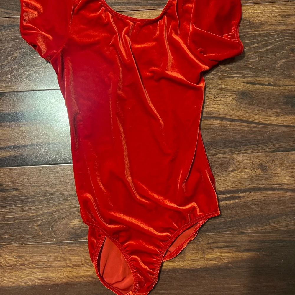 Vibrant Red Velvet Bodysuit